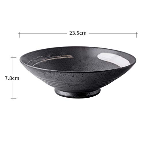 SMC Cuenco Tazón de Fideos japoneses Tazón de Sopa Tazón Ramen Tazón de Fideos Ternera Cerámica Creativa Negro Blanco Marrón Hogar 8 pulgadas-23.5X7.8 CM (Color : Black)