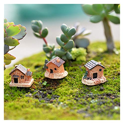 SMchwbc Juego de 3 Mini pequeño Casa de Campo Juguetes Crafts Figura Musgo terrario Hada del jardín Ornamento del Paisaje de la decoración Color al Azar Dollhouse