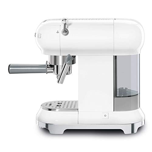 Smeg ECF01BLUK - Máquina de café espresso con bomba tradicional, sistema de capuchino ajustable blanco