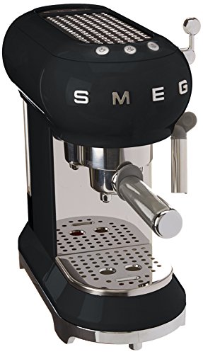 Smeg Negro Máquina de café expreso ECF01BLEU, 1350 W, 1 Liter, Acero Inoxidable