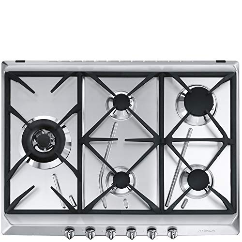 Smeg SRV575GH5 hobs Acero inoxidable Integrado Encimera de gas - Placa (Acero inoxidable, Integrado, Encimera de gas, Acero inoxidable, 1100 W, Alrededor)