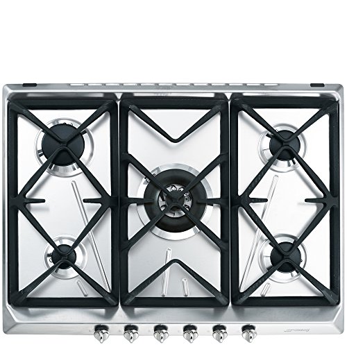 Smeg SRV576GH5 Integrado Encimera de gas Acero inoxidable hobs - Placa (Integrado, Encimera de gas, Acero inoxidable, 1050 W, 1650 W, 2550 W)