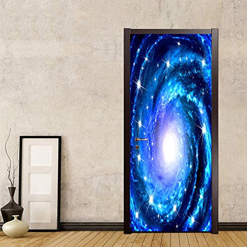 Smhchh Etiqueta De La Puerta 6D Vía Láctea Autoadhesivo Puerta Pegatina Impermeable PVC Respetuoso con El Medio Ambiente Vinilo Pared Mural Decoración.77X200Cm