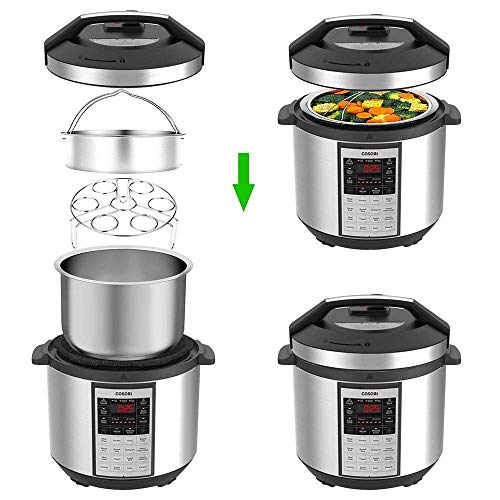 Smooce Instant Pot Accessories - Cesta de vapor con estante para cocinar huevos al vapor, separador, se adapta a olla a presion instantánea de 5,6,8 cuartos de galón, acero inoxidable, 3 piezas