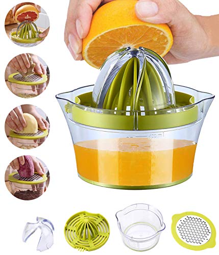 Snowpea Exprimidor Manual Exprimidor de limón Apto para lavavajillas, Exprimidor Multifuncional de Naranja y limón, Exprimidor Manual de Frutas con Recipiente medidor 400 ml