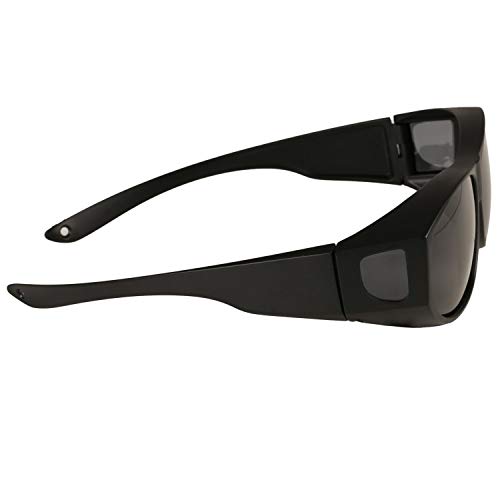 Sobre Gafas de Sol - Negro Plástico Sobre Las Gafas con Lentes Polarizadas - Anti Reflejante UV Gafas con Paño de Limpieza e Caso para Hombre y Mujer