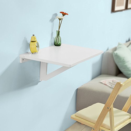 SoBuy FWT03-W, Mesa Plegable de Pared,Mueble Infantil,Mesa para portátil, Mesa para Comer, Escritorio,ES