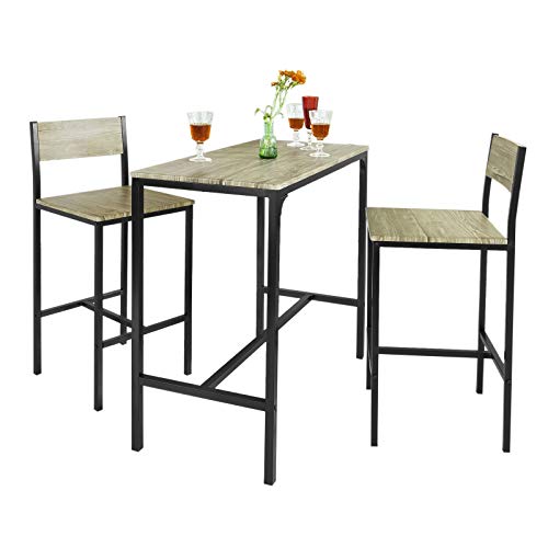 SoBuy Juegos de Muebles Altas, Mesa de Cafetería, 3 Piezas Set de Balcón, Set de Bar, OGT03, ES (2 Sillas)