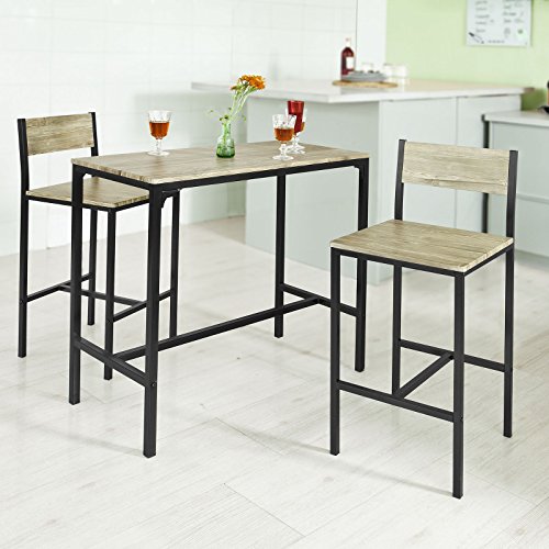 SoBuy Juegos de Muebles Altas, Mesa de Cafetería, 3 Piezas Set de Balcón, Set de Bar, OGT03, ES (2 Sillas)