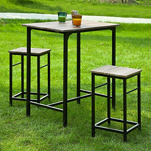 SoBuy Set Mesa Alta de Bar y 2 taburetes Mesa de Comedor,OGT10-N,ES (2 sillas)