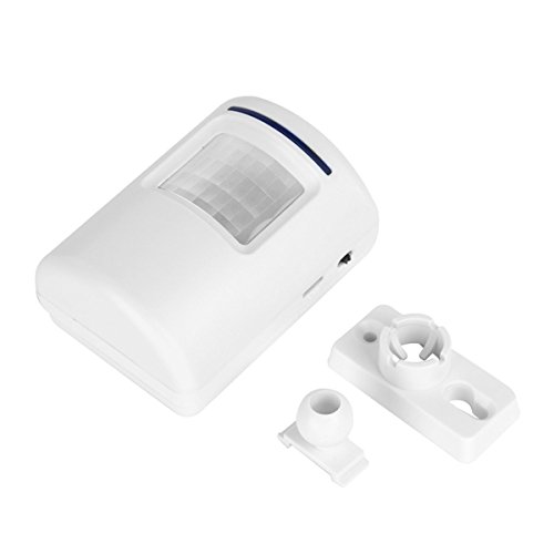 SODIAL Detector sensor de movimiento de puerta de negocios inalambrico Alarma de entrada de seguridad de casa con 1 receptor enchufable y 1 detector PIR resistente a la intemperie (blanco)