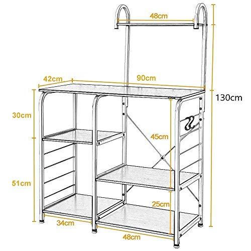 sogesfurniture Estante de Cocina Estantería para Microondas Estantería Metálica, 3 + 4 Niveles Baker's Rack Soporte para Carro de Microondas Estantes de Almacenamiento, Nogal Negro 172-BK-BH