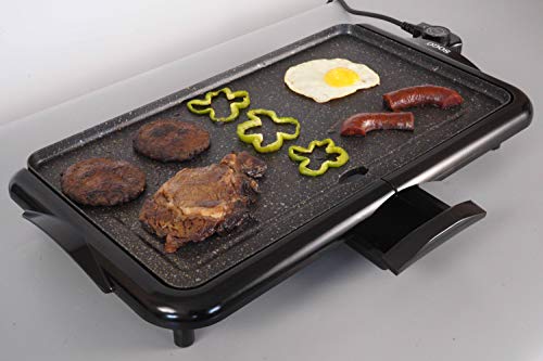 SOGO SS-10340 Plancha de Asar eléctrica o Raclette con Revestimiento de Piedra. Amplia Zona de cocción 26 x 46cm. Calienta rápido. Bandeja Extraible. para Todo Tipo de Platos a la Plancha.