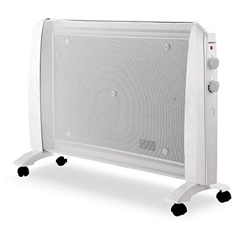 SOGO SS-18440 Radiador de Mica Bajo Consumo, Calefactor Eléctrico Portátil, Calefacción Eléctrica con Termostato Regulable, Potencia de 1000W y 2000W, Estufa Bajo Consumo, Color Blanco