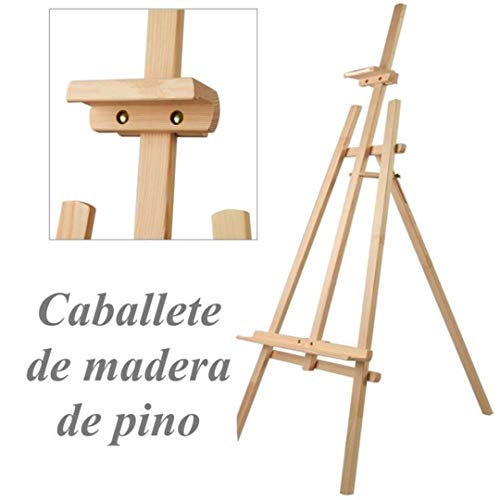 Solagua Caballete de Madera de Pino Color Natural para Pintar o Soporte de Carteles en Todo Tipo de Eventos,transportable Ligero y Estable (170 cm, Natural)