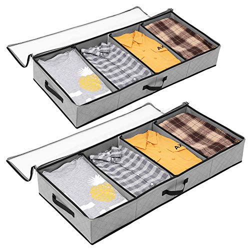 SOLEDI Cajas Almacenaje, para Guardar Ropa y Edredones Etc Pueden Guardar Debajo De la Cama y la Parte Superior del Armario con Una Ventana Transparente, 2 Pcs