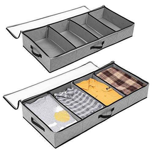 SOLEDI Cajas Almacenaje, para Guardar Ropa y Edredones Etc Pueden Guardar Debajo De la Cama y la Parte Superior del Armario con Una Ventana Transparente, 2 Pcs