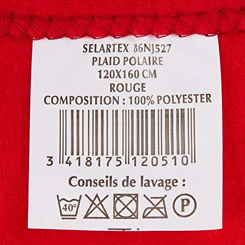 Soleil d'Ocre 512049 - Manta polar (microfibra de poliéster, 120 x 160  cm), color rojo