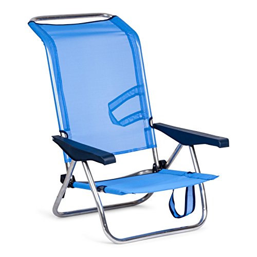 Solenny 50001072720095 - Silla Playera-Cama 4 Posiciones Azul con Asas