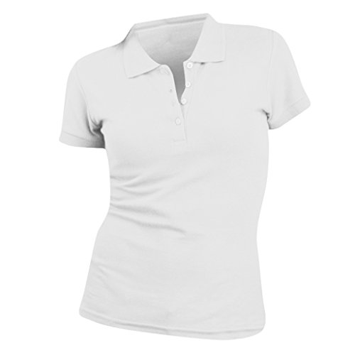 SOLS- Polo de Manga Corta de algodón piqué para Mujer (S) (Blanco)