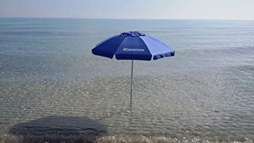 Sombrilla de playa – Paraviento. Resistente al viento con su sistema "patentado", fácil de anclar al suelo, único en su tipo Protección UV50 + - Azul