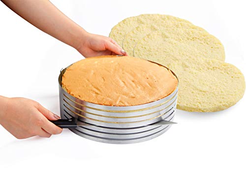 Somine Molde Laminar Tartas de 7 Capas para Cortar los Pasteles - Anillo de Acero Inoxidable con Diámetro Ajustable de 23 cm a 30 cm (9 '' a 12 '')