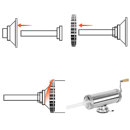 Songlela Máquina de Salchichas, Embutidos Manual 3L Salchicha de Acero Inoxidable Stuffer Fabricante de Carne de Relleno de La Máquina Embutidor de Salchichas con 3 Tubos de Llenado Perrito Caliente