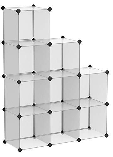 SONGMICS Armario Modular de Plástico PP, Estantería, Organizador para Ropa con 9 Cubos, 93 x 31 x 123 cm LPC115S