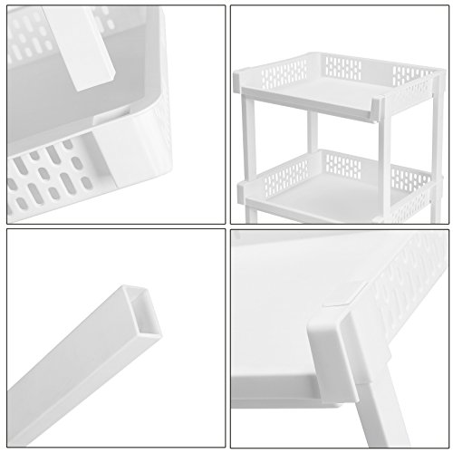 SONGMICS Carrito de Cocina con Ruedas, Estantería con 3 Niveles para Cocina, Oficina y Baño, 61 cm de Altura, Blanco KSC03WT