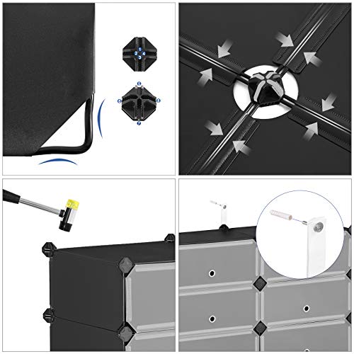 SONGMICS Zapatero con Enclavamiento, Almacenamiento Rectangular, Estantería Modular para Bricolaje de 10 Ranuras, 40 x 30 x 17 cm por Cada Ranura, Armario de Alambre Metálico, Negro LPC10HV1