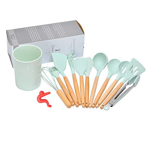 Songway Juego de Utensilios de Cocina para cocinar de Silicona 12pcs con Rejilla Anti derrames