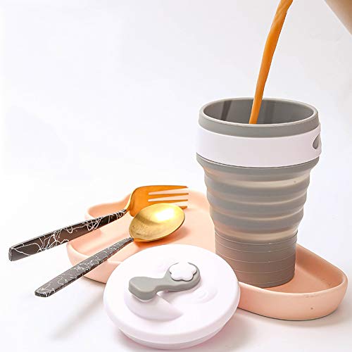 SOOJET Taza de café Plegable, Reutilizable Taza de Viaje de Silicona Plegable 350 ml/12 oz Tazas para Capuchino Espresso Copa para Camping Caminatas Picnic - Gris