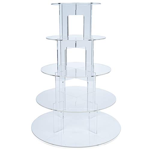 Soporte Cupcake, ULIFEME 5 Pisos Soporte para Tartas, Cupcake Stand Acrilico para Boda, Cumpleaños, Fiesta, Muffins y Tarta, Base Cupcake Diámetro 12'' / 10.3'' / 8.9'' / 7.5'' / 6'' (Redonda)