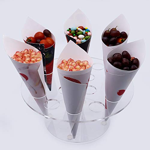 Soporte para cono de helado de acrílico transparente, soporte redondo para rollo de mano de sushi, 16 agujeros