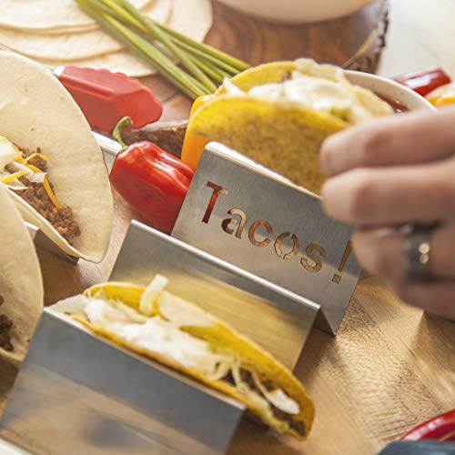 Soportes Para Tacos Mexicanos - Bandeja Para Tacos Lisa Para 2 o 3 Tacos - Paquete de 4 Unidades