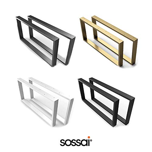 Sossai - Estructura para la mesa de la sala | CKK1 | 2 Piezas | Ancho 50 cm x Altura 40 cm | Color: Negro | Material: Acero | patas de mesa | carga pesada