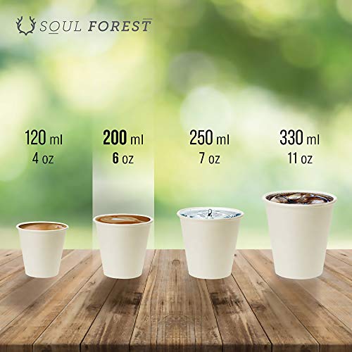 Soul Forest - Vasos Reciclables de Cartón 200 ml - Pack de Vasos Desechables Biodegradables para Café con Leche, Café Cortado y Agua - 500 Unidades