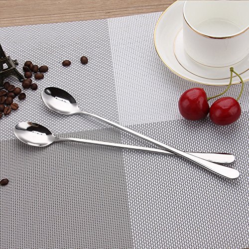 SourceTon - Juego de cucharas para mezclar té helado, café, cóctel, batido y bebidas frías (10 unidades, acero inoxidable)