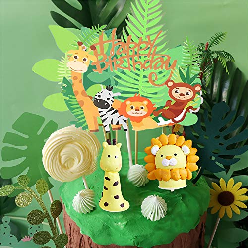 SPECOOL Animales Cupcake Toppers Decoración Tarta de Niños Fiesta de Cumpleaños Fiesta Selva Temática Animal Park para Niños Cumpleaños Animal Decoraciones de la Torta Fuentes del Partido