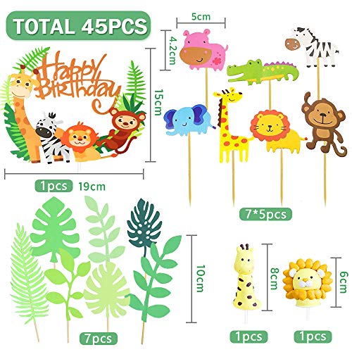 SPECOOL Animales Cupcake Toppers Decoración Tarta de Niños Fiesta de Cumpleaños Fiesta Selva Temática Animal Park para Niños Cumpleaños Animal Decoraciones de la Torta Fuentes del Partido