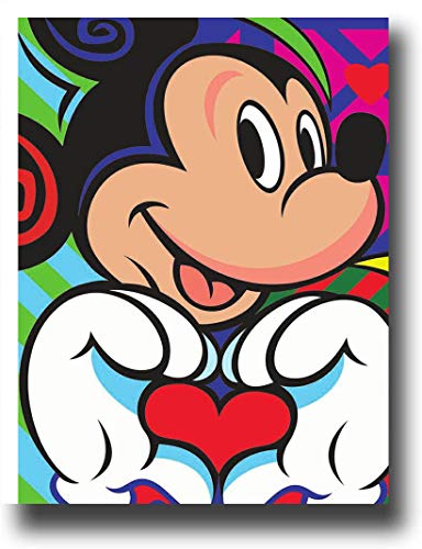 SSKJTC Lienzo decorativo moderno con marco y diseño de corazón de Mickey Mouse GestureModern Lienzo decorativo de pared de 45 x 24 cm