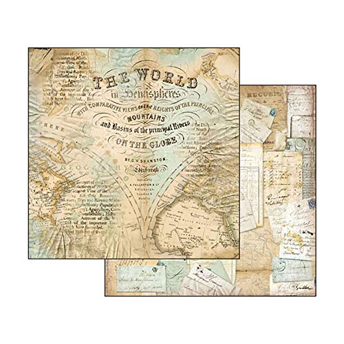 STAMPERIA Around The World-Bloc de Papel (10 Hojas, 20,3 x 20,3 cm, Doble Cara), Multicolor, 20.3 x 20.3 (8" x 8")