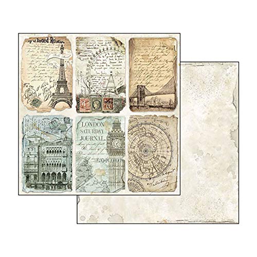 STAMPERIA Around The World-Bloc de Papel (10 Hojas, 20,3 x 20,3 cm, Doble Cara), Multicolor, 20.3 x 20.3 (8" x 8")