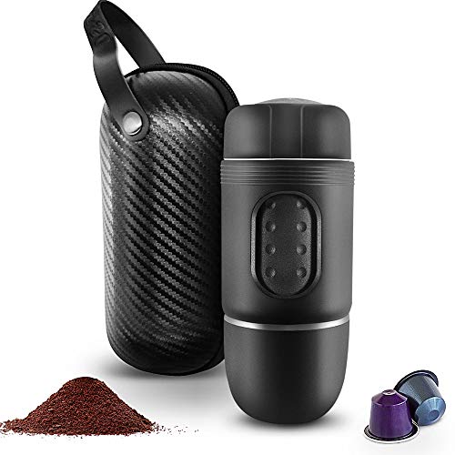 STARESSO - Máquina de café manual portátil compatible con cápsulas Nespresso y café molido para capuchino frío americano todo en uno para el hogar, oficina, viajes, acampada al aire libre