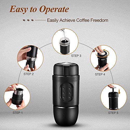 STARESSO - Máquina de café manual portátil compatible con cápsulas Nespresso y café molido para capuchino frío americano todo en uno para el hogar, oficina, viajes, acampada al aire libre