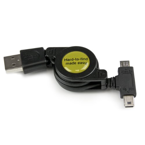 StarTech.com USBRETAUBMB - Cable Adaptador Retráctil de 76cm USB A Macho a Mini USB B y Micro USB B Macho - Combo