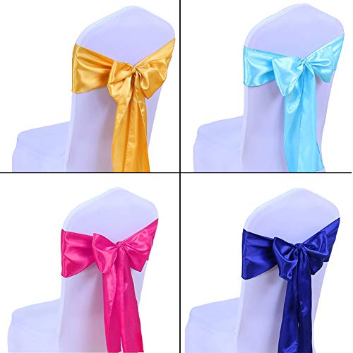 Steellwingsf Silla Cubierta Bowknot Sash para Banquetes de Boda Hotel Silla Retro decoración Raso Puertas Bowknot Seda Cinta