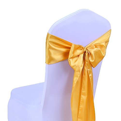 Steellwingsf Silla Cubierta Bowknot Sash para Banquetes de Boda Hotel Silla Retro decoración Raso Puertas Bowknot Seda Cinta