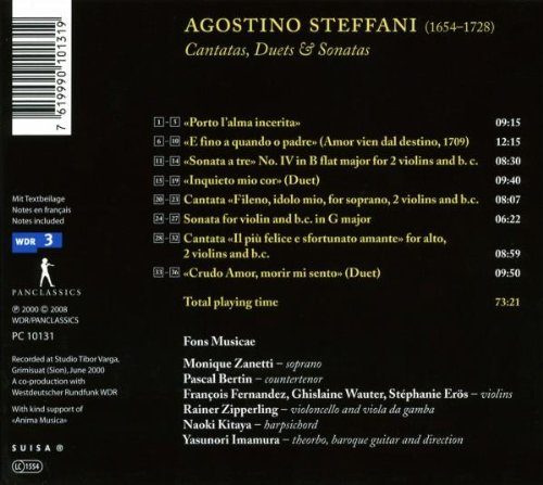 Steffani: Cantatas, Duetos Y Sonatas (Catalogo 2009) / Zanetti, Bertin, Fons Musicae - Imamura