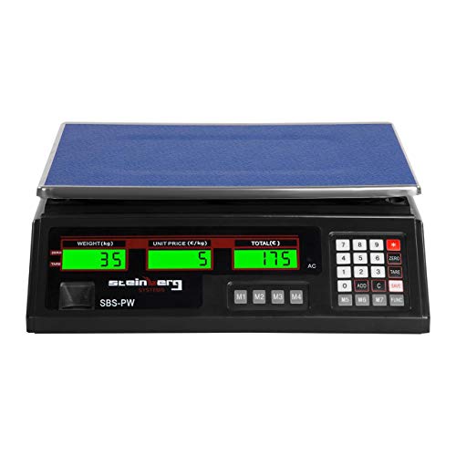 Steinberg Systems Balanza De Control Bascula Digital SBS-PW-352B (35 kg / 2 g, Pantalla LCD, Batería integrada 40 h) Negra